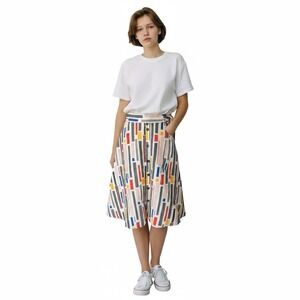 Anthropologie Hutch Colorful Willem Striped A-Line Button Front Skirt Size 2